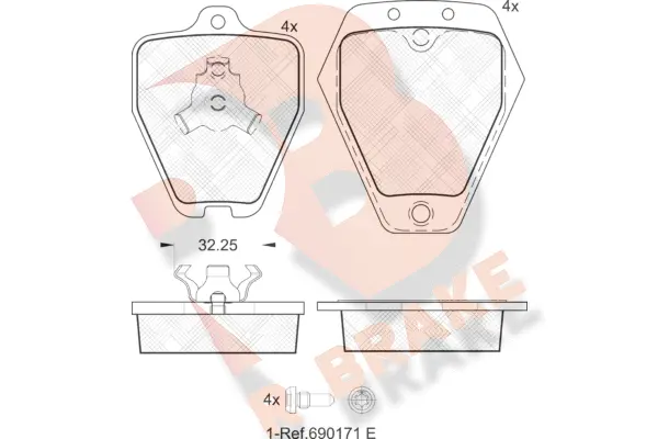 RB1692 R BRAKE Комплект тормозных колодок, дисковый тормоз (фото 1)