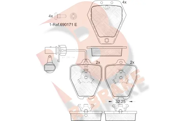 RB1694 R BRAKE Комплект тормозных колодок, дисковый тормоз (фото 1)