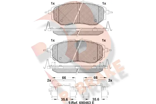 RB1697-066 R BRAKE Комплект тормозных колодок, дисковый тормоз (фото 1)