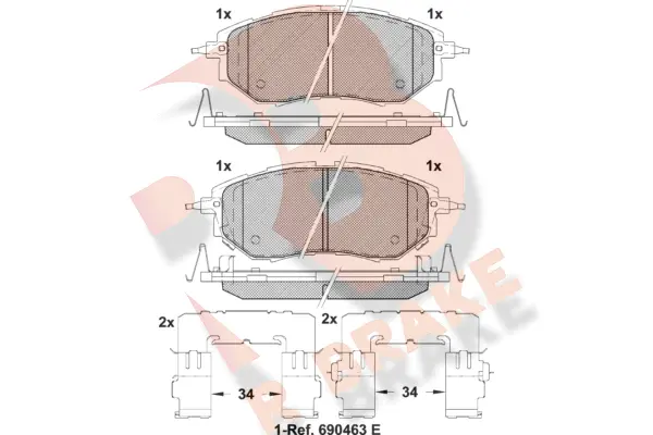 RB1697-067 R BRAKE Комплект тормозных колодок, дисковый тормоз (фото 1)