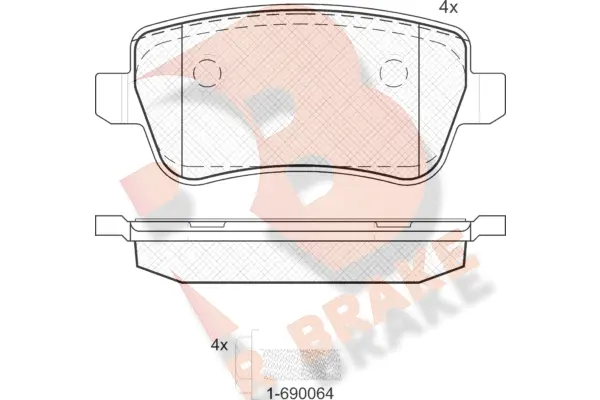 RB1763 R BRAKE Комплект тормозных колодок, дисковый тормоз (фото 1)