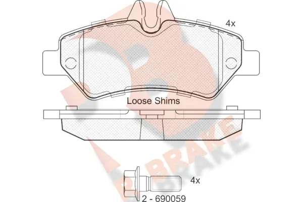 RB1787-204 R BRAKE Комплект тормозных колодок, дисковый тормоз (фото 1)