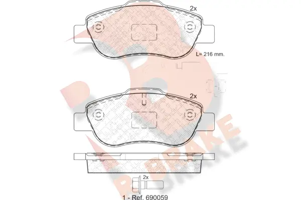 RB1843-203 R BRAKE Комплект тормозных колодок, дисковый тормоз (фото 1)