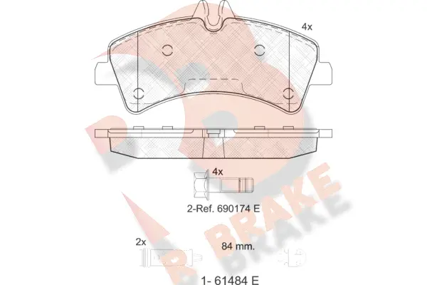 RB1849-203 R BRAKE Комплект тормозных колодок, дисковый тормоз (фото 1)