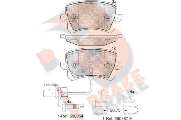 RB1857-203 R BRAKE Комплект тормозных колодок, дисковый тормоз (фото 1)