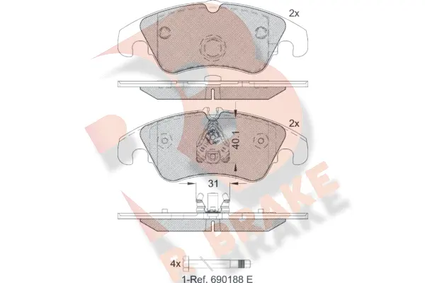 RB1862-203 R BRAKE Комплект тормозных колодок, дисковый тормоз (фото 1)