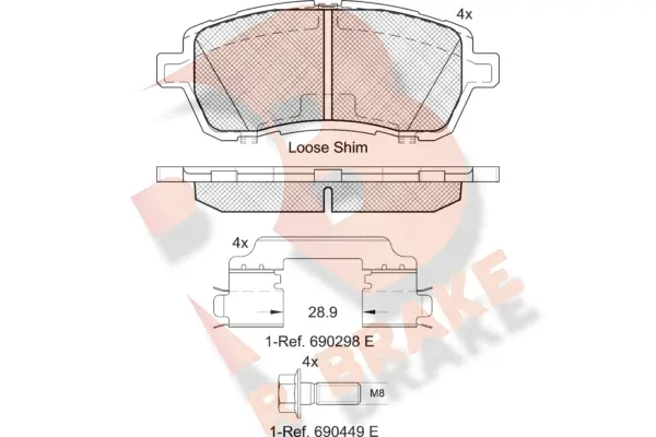 RB1881-204 R BRAKE Комплект тормозных колодок, дисковый тормоз (фото 1)