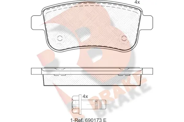 RB1904 R BRAKE Комплект тормозных колодок, дисковый тормоз (фото 1)
