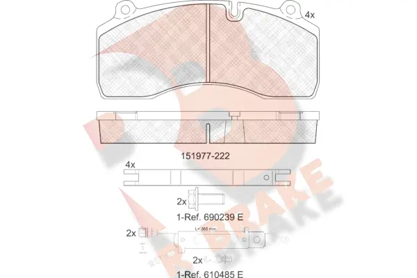 RB1977-222 R BRAKE Комплект тормозных колодок, дисковый тормоз (фото 1)