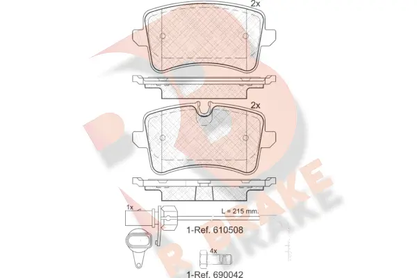 RB1986-203 R BRAKE Комплект тормозных колодок, дисковый тормоз (фото 1)
