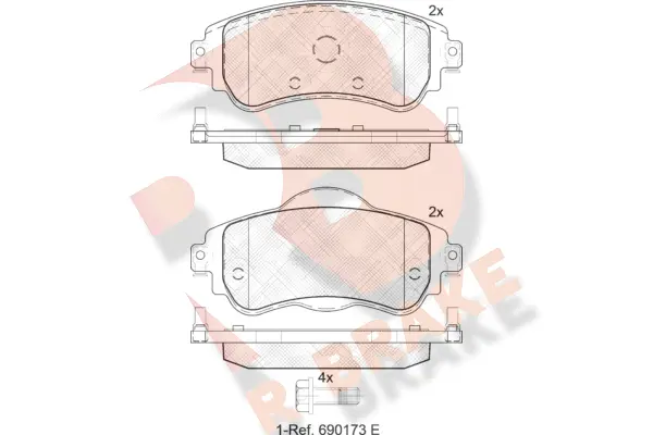 RB2027 R BRAKE Комплект тормозных колодок, дисковый тормоз (фото 1)