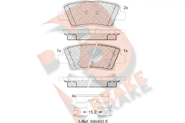 RB2036-066 R BRAKE Комплект тормозных колодок, дисковый тормоз (фото 1)