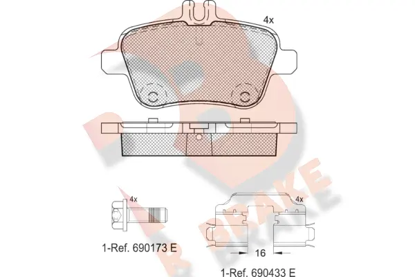 RB2039-067 R BRAKE Комплект тормозных колодок, дисковый тормоз (фото 1)