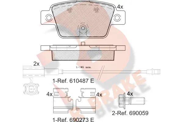 RB2043 R BRAKE Комплект тормозных колодок, дисковый тормоз (фото 1)