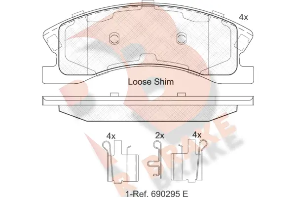 RB2075 R BRAKE Комплект тормозных колодок, дисковый тормоз (фото 1)