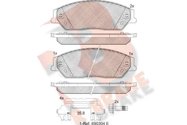 RB2077 R BRAKE Комплект тормозных колодок, дисковый тормоз (фото 1)