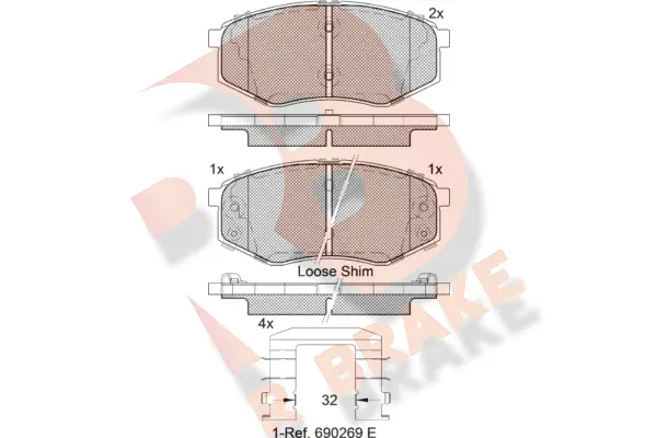 RB2094 R BRAKE Комплект тормозных колодок, дисковый тормоз (фото 1)