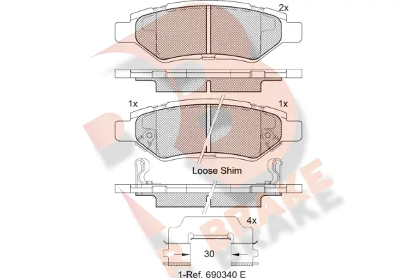 RB2142 R BRAKE Комплект тормозных колодок, дисковый тормоз (фото 1)