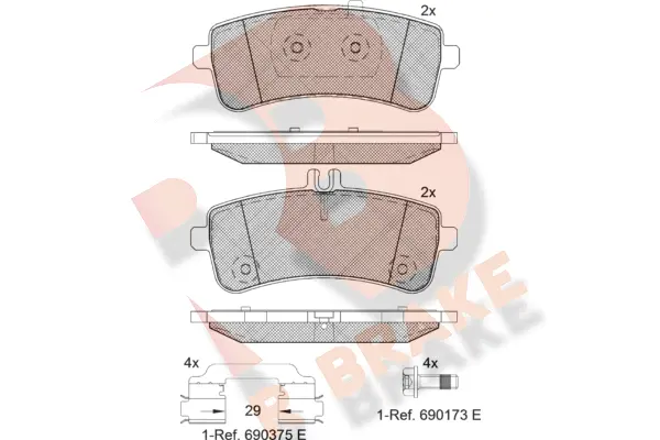 RB2145-202 R BRAKE Комплект тормозных колодок, дисковый тормоз (фото 1)