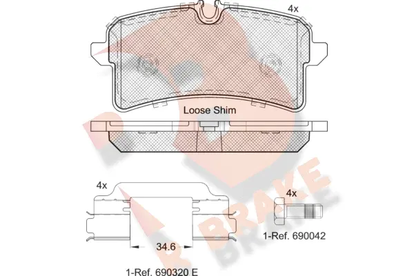 RB2159-204 R BRAKE Комплект тормозных колодок, дисковый тормоз (фото 1)