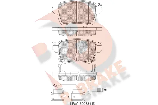 RB2170-208 R BRAKE Комплект тормозных колодок, дисковый тормоз (фото 1)