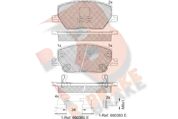 RB2243 R BRAKE Комплект тормозных колодок, дисковый тормоз (фото 1)