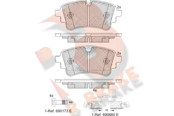 RB2256-208 R BRAKE Комплект тормозных колодок, дисковый тормоз (фото 1)