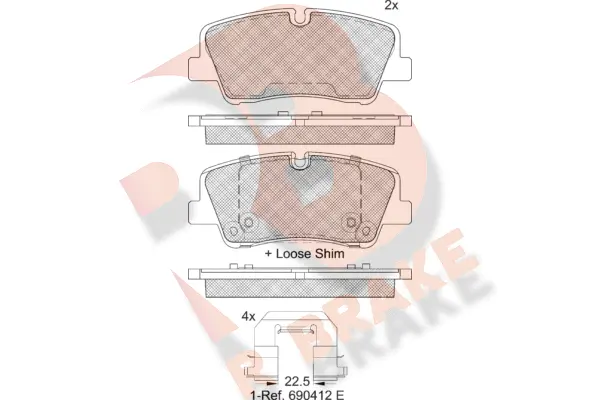 RB2267-204 R BRAKE Комплект тормозных колодок, дисковый тормоз (фото 1)