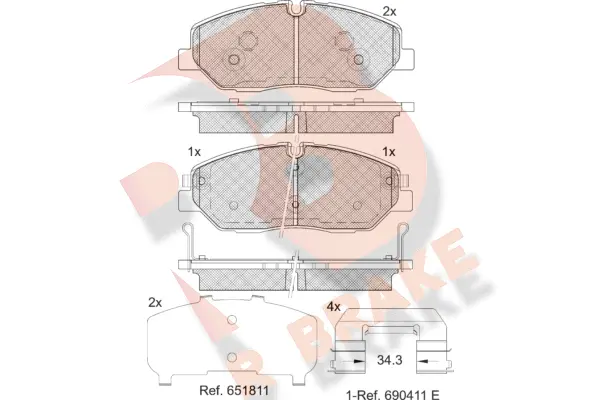 RB2268 R BRAKE Комплект тормозных колодок, дисковый тормоз (фото 1)