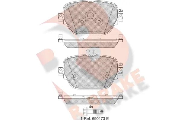 RB2288 R BRAKE Комплект тормозных колодок, дисковый тормоз (фото 1)