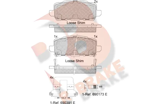 RB2312 R BRAKE Комплект тормозных колодок, дисковый тормоз (фото 1)