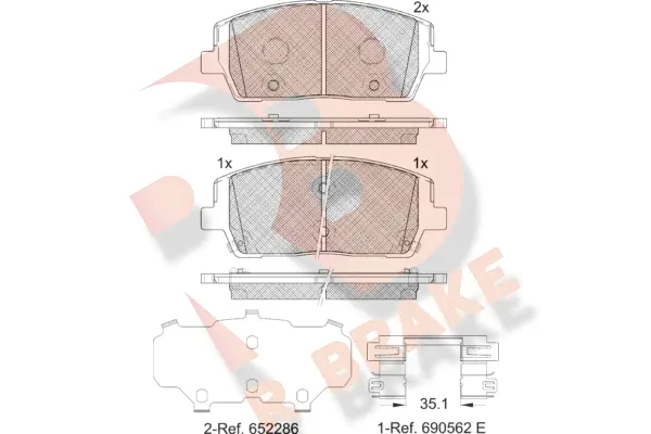 RB2378 R BRAKE Комплект тормозных колодок, дисковый тормоз (фото 1)