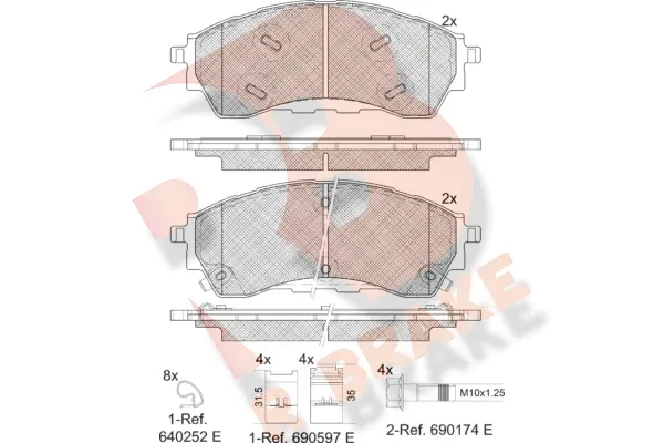 RB2382 R BRAKE Комплект тормозных колодок, дисковый тормоз (фото 1)