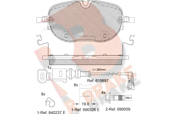 RB2390 R BRAKE Комплект тормозных колодок, дисковый тормоз (фото 1)