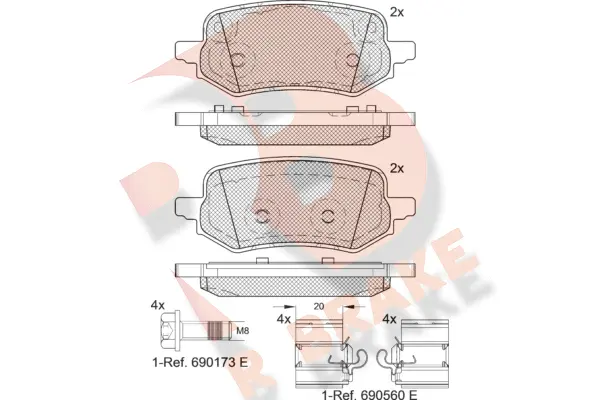 RB2405 R BRAKE Комплект тормозных колодок, дисковый тормоз (фото 1)