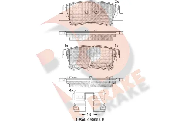 RB2413 R BRAKE Комплект тормозных колодок, дисковый тормоз (фото 1)