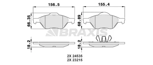 AA0026 BRAXIS Комплект тормозных колодок, дисковый тормоз (фото 1)