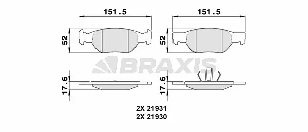 AA0089 BRAXIS Комплект тормозных колодок, дисковый тормоз (фото 1)