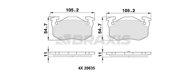 AA0100 BRAXIS Комплект тормозных колодок, дисковый тормоз (фото 1)