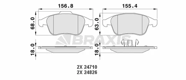 AA0116 BRAXIS Комплект тормозных колодок, дисковый тормоз (фото 1)