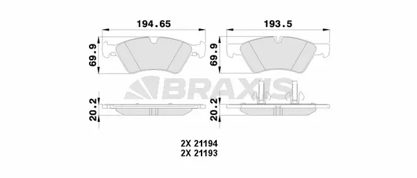 AA0123 BRAXIS Комплект тормозных колодок, дисковый тормоз (фото 1)
