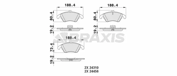 AA0134 BRAXIS Комплект тормозных колодок, дисковый тормоз (фото 1)