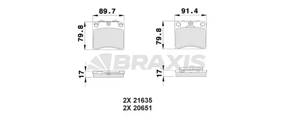 AA0152 BRAXIS Комплект тормозных колодок, дисковый тормоз (фото 1)