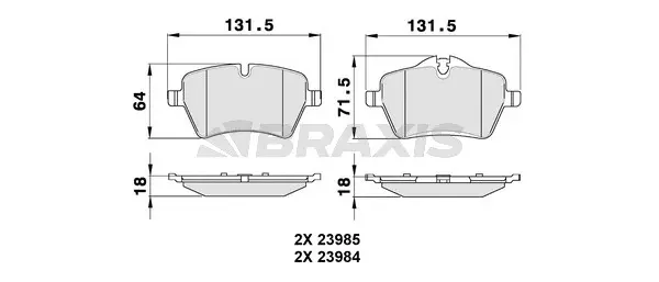 AA0156 BRAXIS Комплект тормозных колодок, дисковый тормоз (фото 1)
