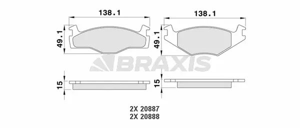 AA0167 BRAXIS Комплект тормозных колодок, дисковый тормоз (фото 1)