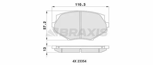 AA0168 BRAXIS Комплект тормозных колодок, дисковый тормоз (фото 1)