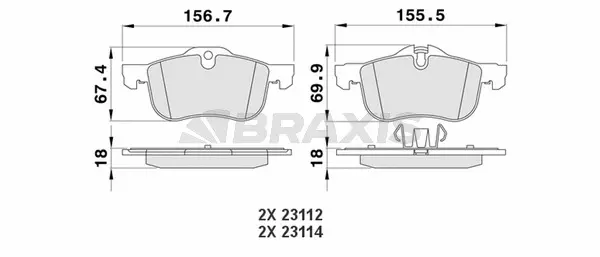 AA0173 BRAXIS Комплект тормозных колодок, дисковый тормоз (фото 1)