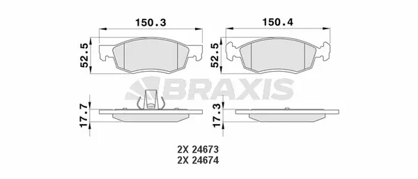 AA0178 BRAXIS Комплект тормозных колодок, дисковый тормоз (фото 1)