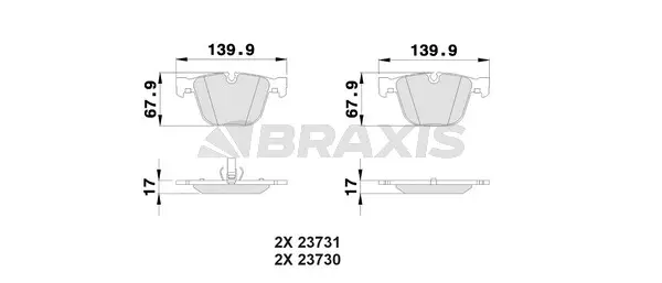 AA0194 BRAXIS Комплект тормозных колодок, дисковый тормоз (фото 1)