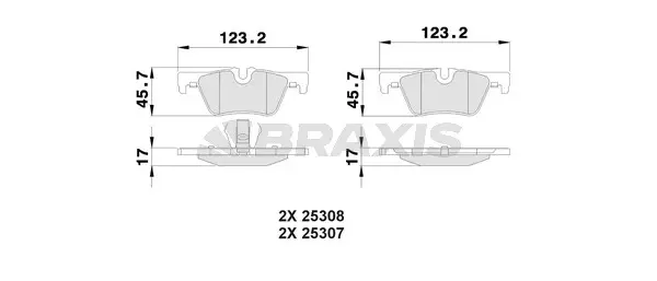 AA0196 BRAXIS Комплект тормозных колодок, дисковый тормоз (фото 1)
